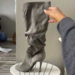 Women’s Smokey Grey knee High stiletto boots